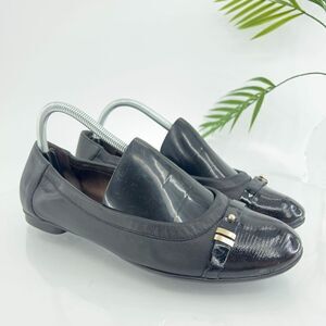 AGL Italy Women's Ballet Flats Size 10 Patent Leather Black Calfskin Cap Toe